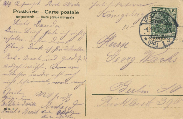 Eine alte deutsche Postkarte in sehr gutem Zustand mit einer Briefmarke und der Aufschrift "Weitpostverein - Union Postale Universale"
