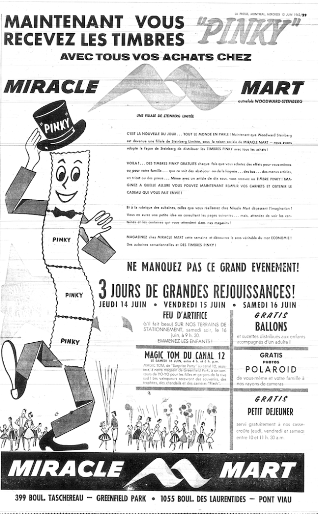 Ein Werbeplakat mit verschiedenen Texten und Bildern.