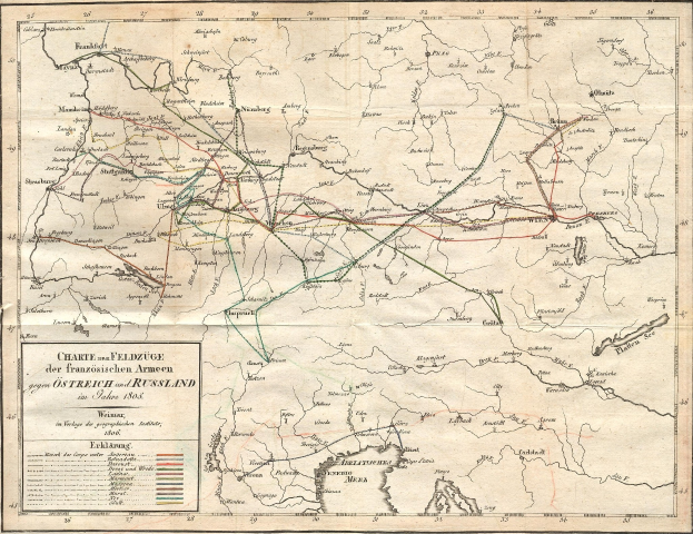 Alte Deutschlandkarte mit schwarzen Grenzen, detaillierten Straßen und Autobahnen im Text markiert.