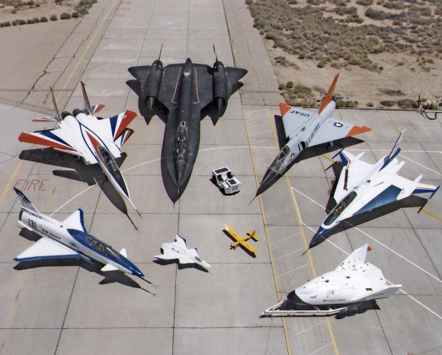 Ein Jet-Flug ist über eine Landebahn mit Büschen im Hintergrund zentriert.